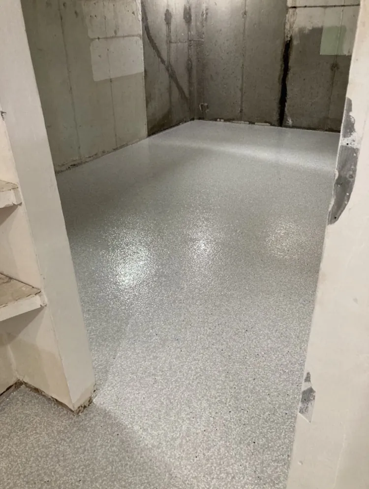 Flake epoxy floor at a commercial doorway