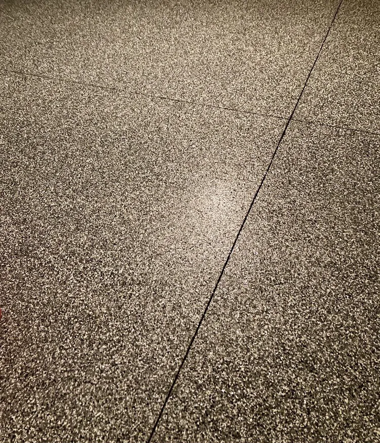 Close-up of brown flake epoxy floor